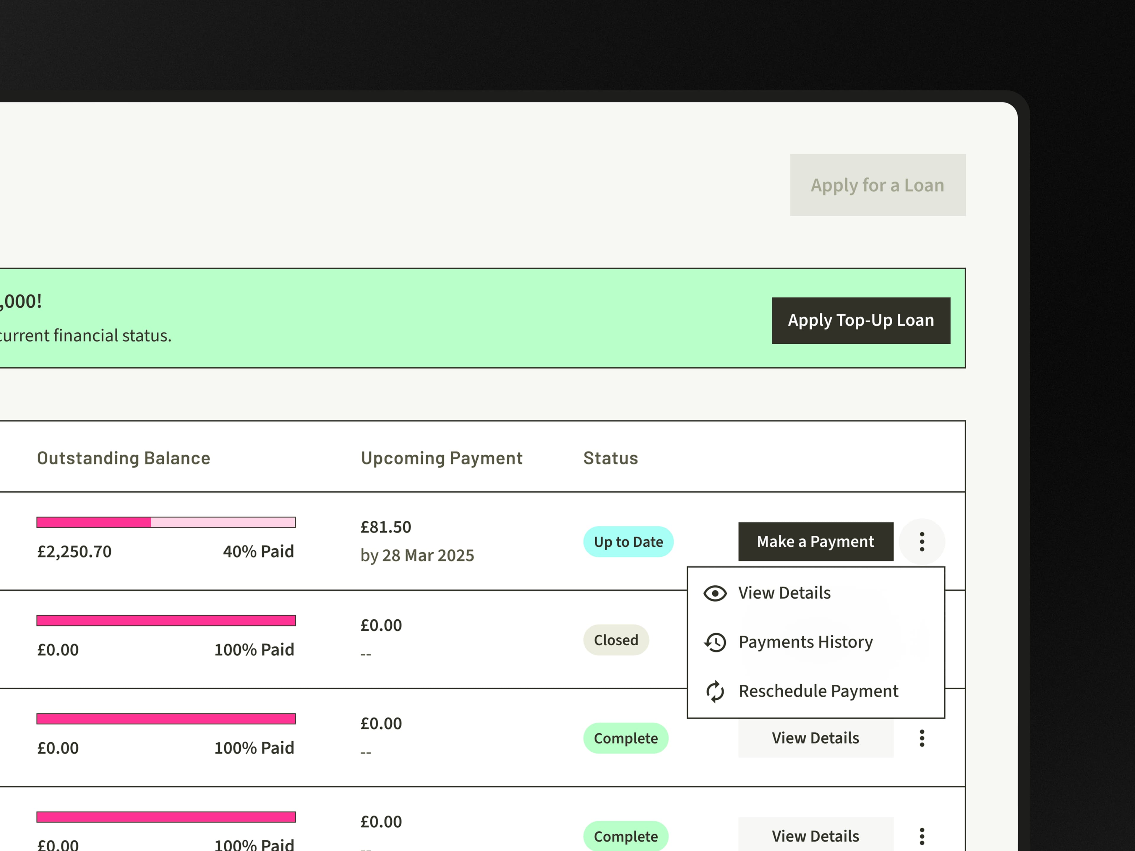Fair Finance Loans Perspective Action View