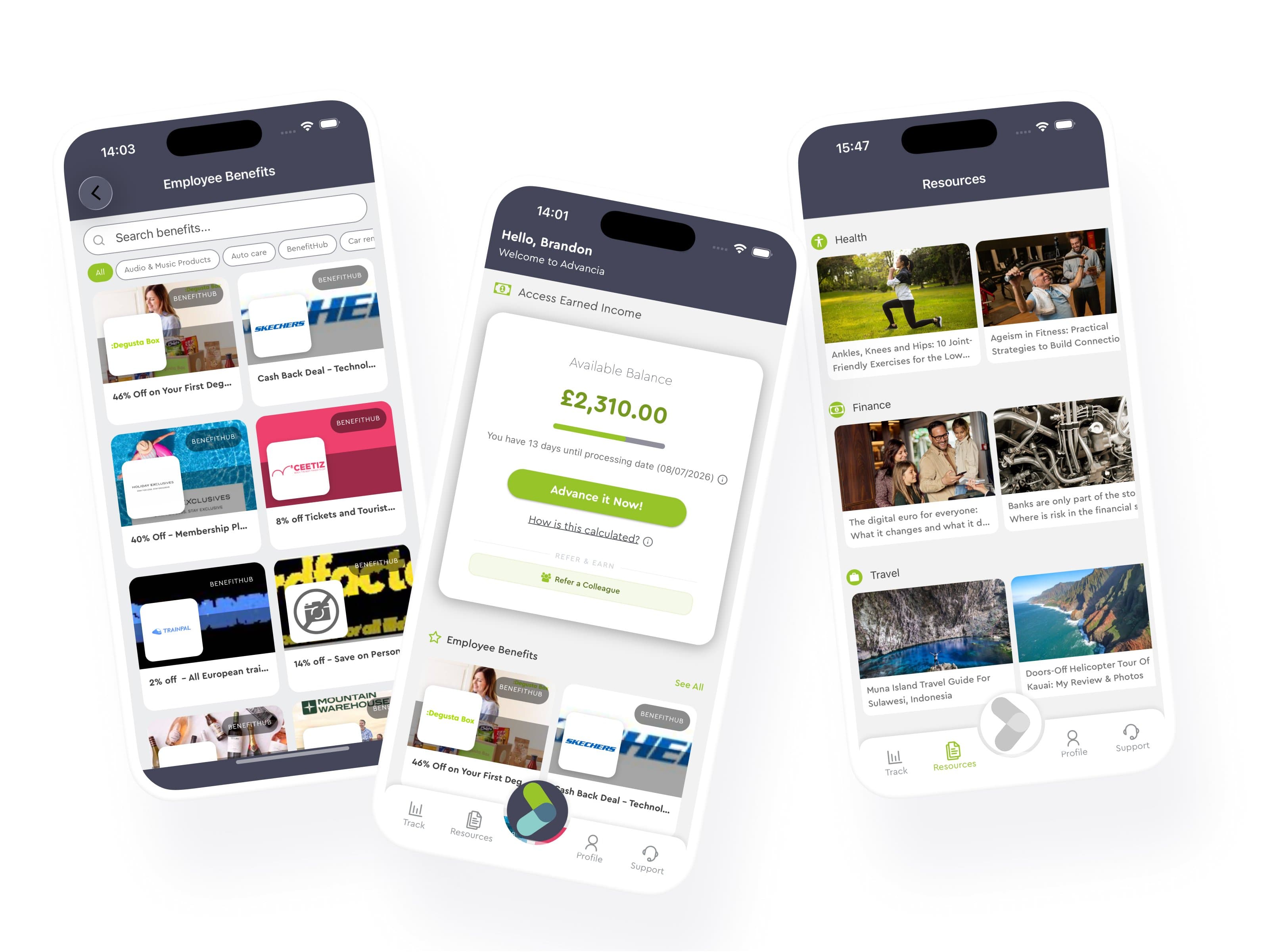 Advancia Home Screen